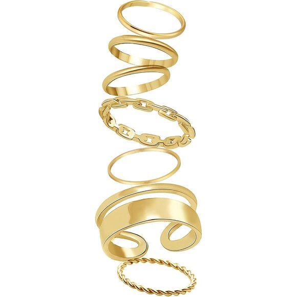 Gold Knuckle Rings Set for Women Snake Chain Stacking Ring Vintage BOHO Midi Rin - Picture 1 of 5